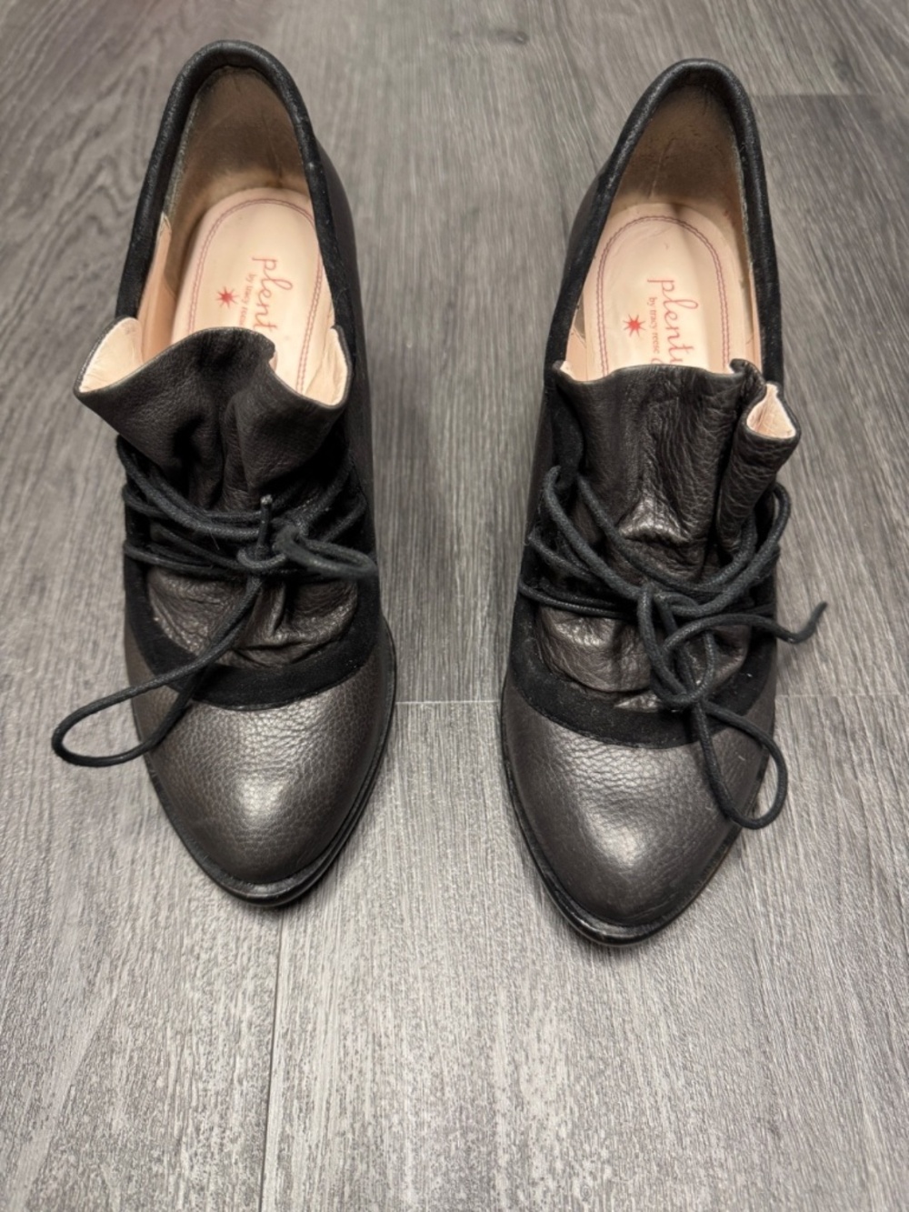 Anthropologie Plenty by Tracy Reese Pebbled Leather Heels Sz 7 Booties (Z23E)